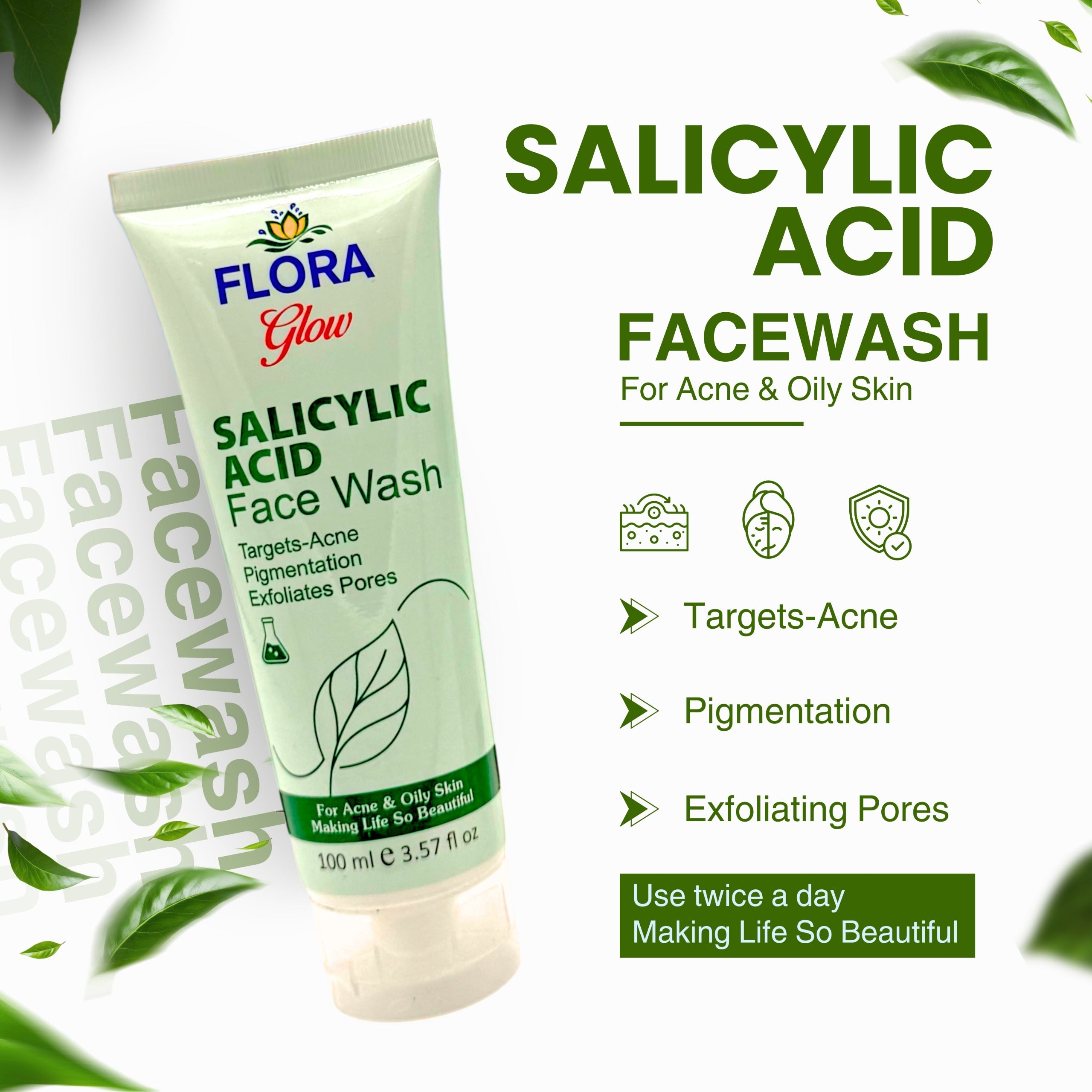 Flora Glow: Salicylic Acid Acne Control Face Wash