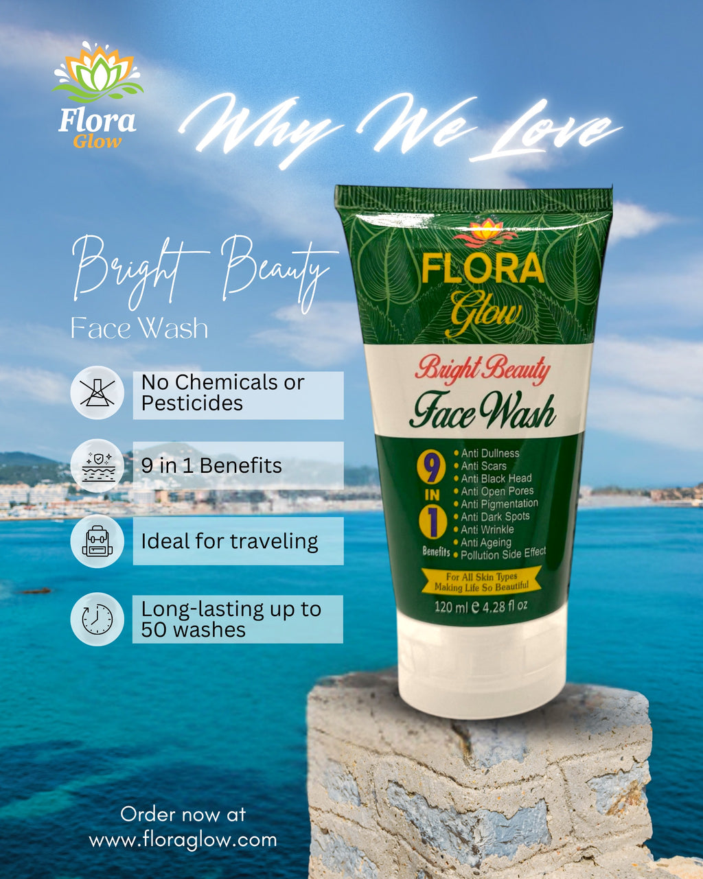 Flora Glow: 9-in-1 Bright Beauty Face Wash